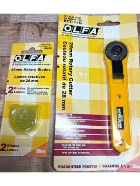 Olfa 28mm Rotary Cutter & 2 Replacement Blades RB28-2 Tungsten Steel Craft Sewin